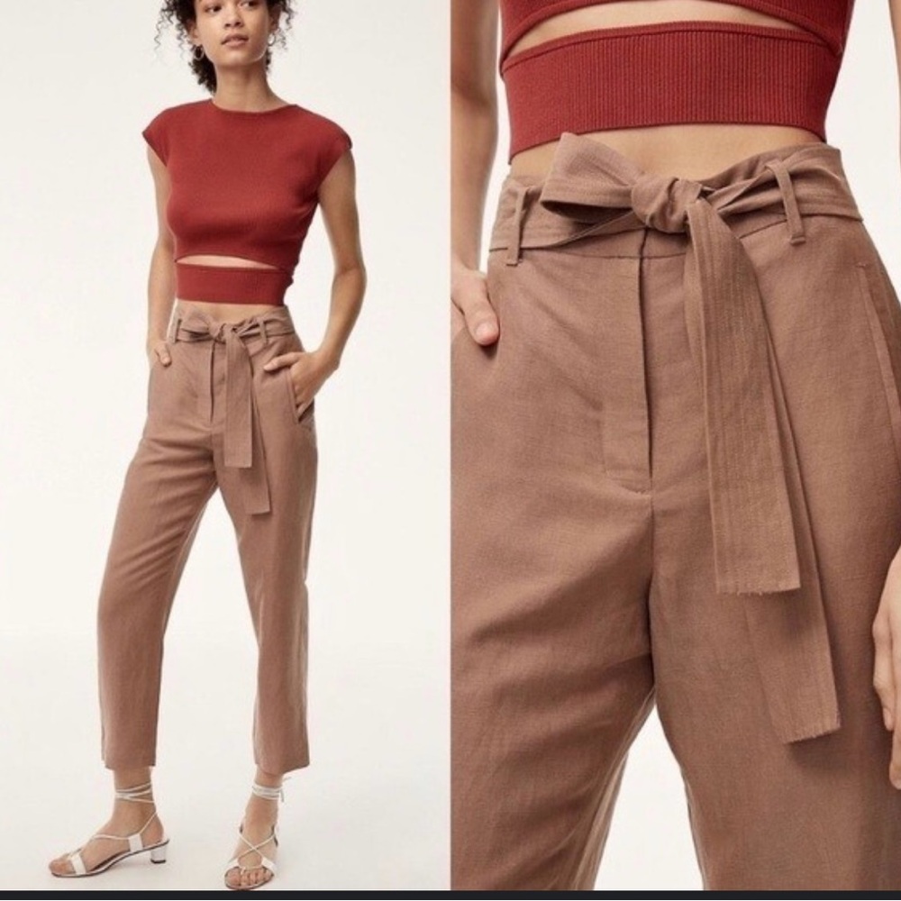 Wilfred Jallade Tie front pants size 4 in Cotton Linen Look Aritzia